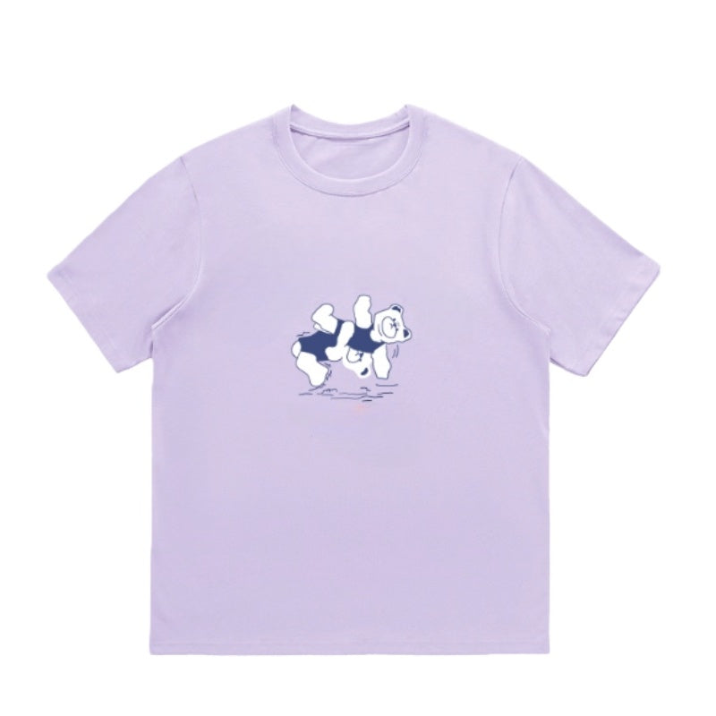 Slimming Light Purple Cartoon Bear T-Shirt
